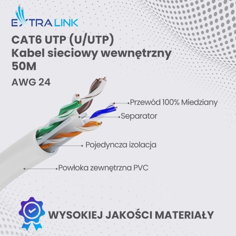 Extralink EX.32358 kabel sieciowy Biały 50 m Cat6 U/UTP (UTP)