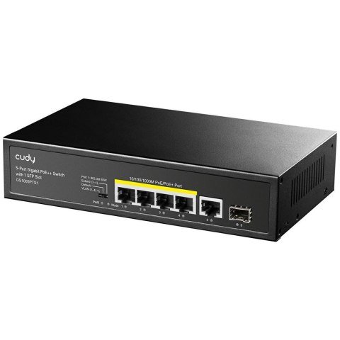 Cudy GS1005PTS1 łącza sieciowe Gigabit Ethernet (10/100/1000) Obsługa PoE Czarny