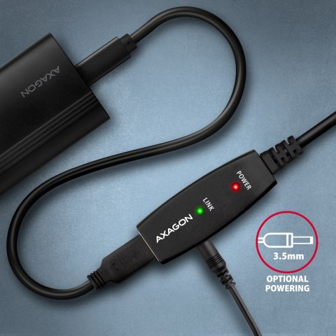 Kabel Axagon ADR-220 USB 2.0 A-M -> A-F active extension/repeater cable 20m Czarny