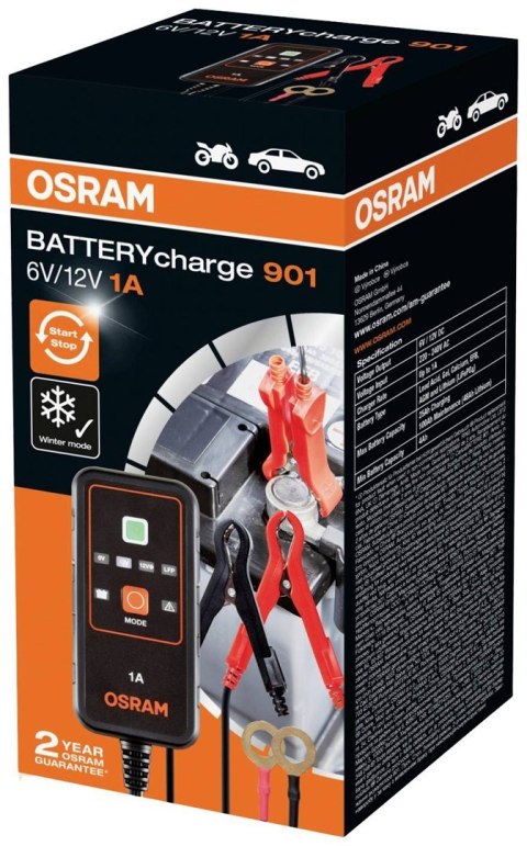 Prostownik BATTERYcharge 901, napięcie ładowania: 6/12 V OSRAM, prąd ładowania: 1A