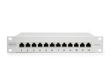 Digitus Panel krosowy (patch panel) 10'' 12x RJ45, LSA poziom, kat.6A, ekranowany, 1U, szary, prowadnica kabli