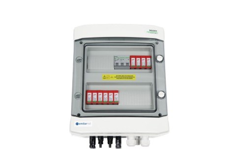 Rozdzielnica przył. DCAC hermetyczna IP65 EMITER z ogranicznikiem przepięć DC Dehn 1000V typu 2, 2 x łańcuch PV, 2 x MPPT // ogr