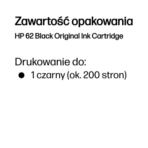 HP 62 oryginalny wkład atramentowy czarny