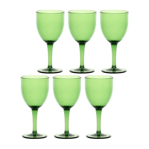 Zestaw 6 akrylowych kieliszków do wina 400 ml, zielony
