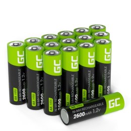 16x Akumulatorki Paluszki AA R6 2600mAh Ni-MH Baterie do ładowania Green Cell