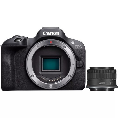 Canon Aparat bezlusterkowy EOS R100 + obiektyw RF-S 18-45mm F4.5-6.3 IS STM Megapiksel 24,1 MP Czułość ISO (maks.) 12800 Przekąt