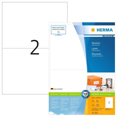 HERMA 4628 samoprzylepne etykiety Prostokąt Na stałe Biały 400 szt.