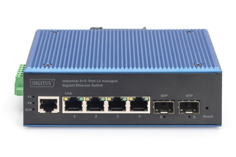 Switcher przemysłowy 4+2-Port L2 zarządzany Gigabit Ethernet 4 x GE RJ45 + 2 SFP Port