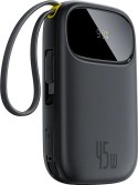 BASEUS ENERFILL F31 QPOW3 20000MAH 22.5W Powerbank z wyświetlaczem cyfrowym/ 2 wbudowanymi kablami ( USB-C + LIGHTNING) - Czarny