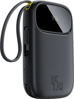 BASEUS ENERFILL F31 QPOW3 20000MAH 22.5W Powerbank z wyświetlaczem cyfrowym/ 2 wbudowanymi kablami ( USB-C + LIGHTNING) - Czarny