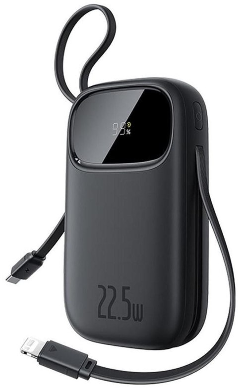 BASEUS ENERFILL F31 QPOW3 20000MAH 22.5W Powerbank z wyświetlaczem cyfrowym/ 2 wbudowanymi kablami ( USB-C + LIGHTNING) - Czarny
