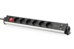 Digitus 6-gniazdkowa biurowa listwa zasilająca z 3 portami USB