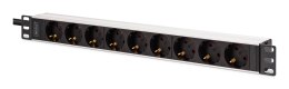 Digitus DN-95440 rozdzielacz zasilania PDU 9 x gniazdo sieciowe 1U Czarny, Srebrny