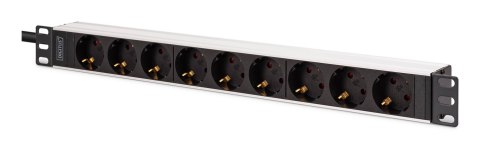 Digitus DN-95440 rozdzielacz zasilania PDU 9 x gniazdo sieciowe 1U Czarny, Srebrny