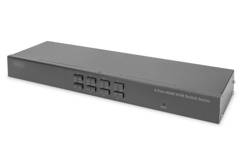 Przełącznik KVM 8 portowy, Rack 19", 4K 30Hz, 8xHDMI IN, 1xHDMI OUT, 2xUSB A