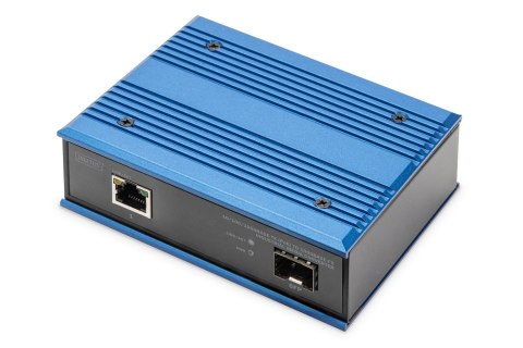 Przemysłowy mediakonwerter 1000Base-TX PoE 30W - 1000Base-FX SFP (bez modułu) DIN rozszerzony zakres temp