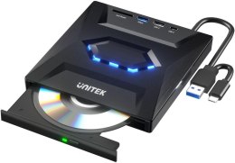 NAGRYWARKA ZEWNĘTRZNA CD/DVD T1037A01 Z HUBEM USB I CZYTNIKIEM KART SD UNITEK
