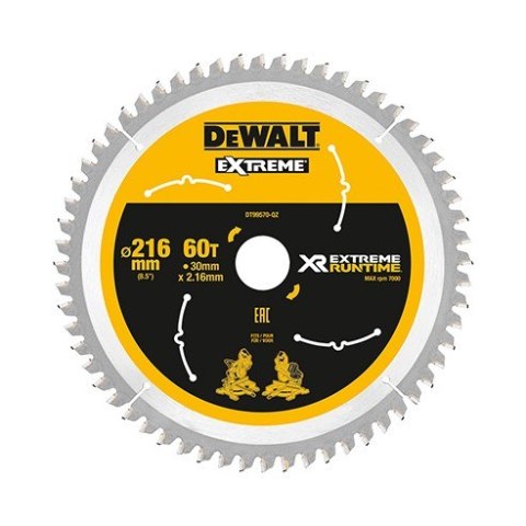 Dewalt piła tarczowa do drewna 216x30 60z dt99570