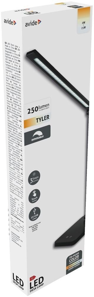 Avide ABLDL-6W-TYL-B lampa stołowa LED G Czarny