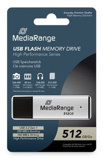 MediaRange MR1904 pamięć USB 512 GB USB Typu-A 3.2 Gen 1 (3.1 Gen 1) Czarny, Srebrny