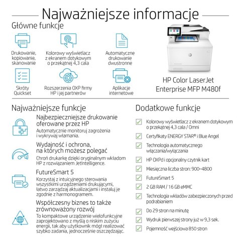 Drukarka HP Color LaserJet Enterprise M480f
