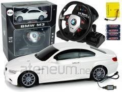 Auto Zdalnie Sterowane BMW M3 Białe Pilot Kierownica 1:18 Dźwięk Światła