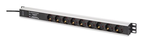 Digitus DN-95438 rozdzielacz zasilania PDU 9 x gniazdo sieciowe 1U Czarny, Srebrny