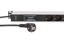 Digitus DN-95438 rozdzielacz zasilania PDU 9 x gniazdo sieciowe 1U Czarny, Srebrny