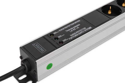 Digitus DN-95438 rozdzielacz zasilania PDU 9 x gniazdo sieciowe 1U Czarny, Srebrny