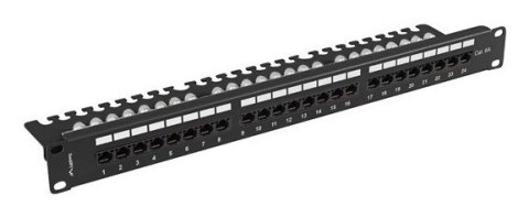 Patch panel 24 port 1U 19" kategoria 6A UTP z organizerem kablowym czarny LANBERG