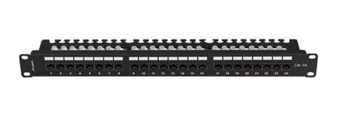 Patch panel 24 port 1U 19" kategoria 6A UTP z organizerem kablowym czarny LANBERG