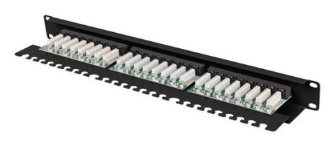 Patch panel 24 port 1U 19" kategoria 6A UTP z organizerem kablowym czarny LANBERG