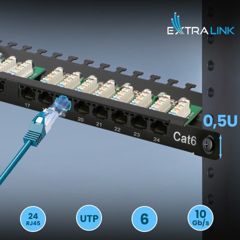 Patch panel Extralink EX.9663 (0.5U; kat. 6; 24xRJ-45)