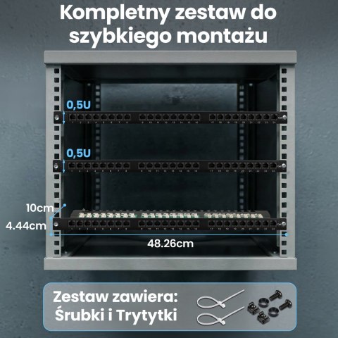 Patch panel Extralink EX.9663 (0.5U; kat. 6; 24xRJ-45)