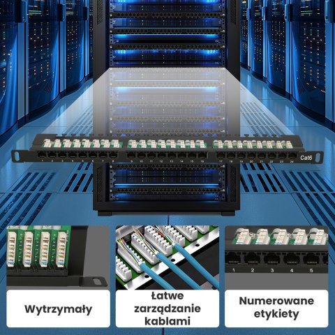 Patch panel Extralink EX.9663 (0.5U; kat. 6; 24xRJ-45)