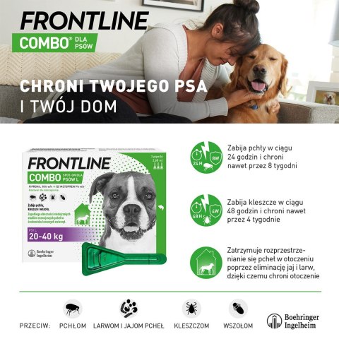 FRONTLINE Combo Spot-on L - Krople przeciw pasożytom dla psa - 3 x 2,68 ml