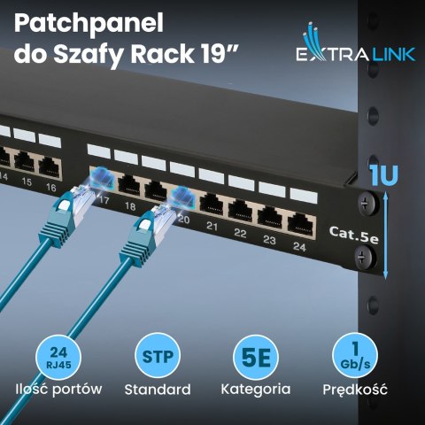 Extralink Patchpanel CAT5E STP V2 24 porty