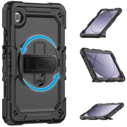 Etui z podstawką uchwytem smyczą na Samsung Galaxy Tab A9+ 11.0 X210 / X215 / X216 Solid360 - czarne
