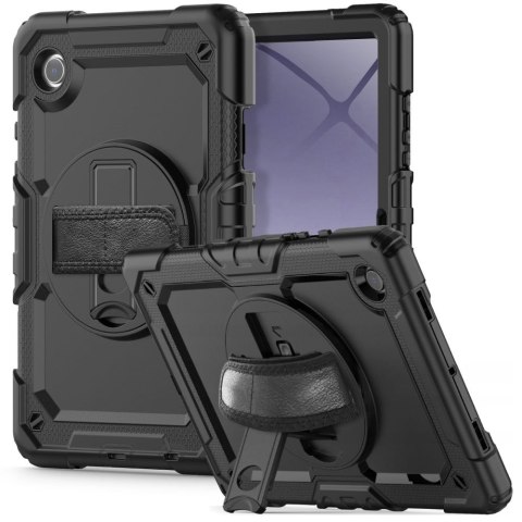 Etui z podstawką uchwytem smyczą na Samsung Galaxy Tab A9+ 11.0 X210 / X215 / X216 Solid360 - czarne