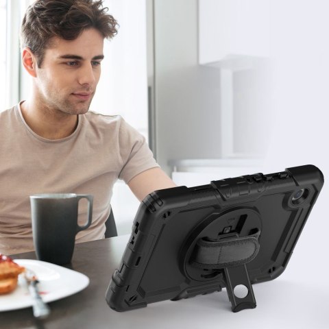 Etui z podstawką uchwytem smyczą na Samsung Galaxy Tab A9+ 11.0 X210 / X215 / X216 Solid360 - czarne