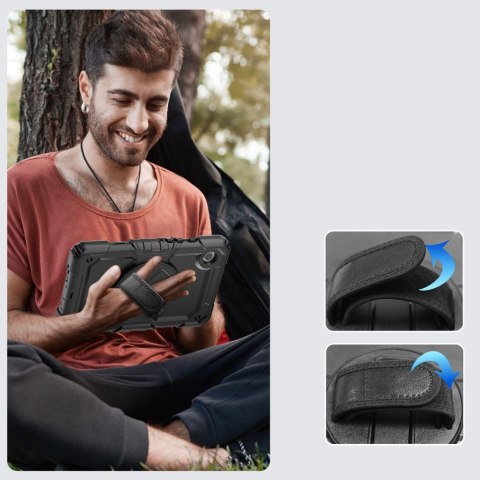 Etui z podstawką uchwytem smyczą na Samsung Galaxy Tab A9+ 11.0 X210 / X215 / X216 Solid360 - czarne
