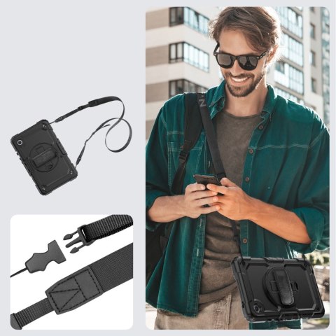 Etui z podstawką uchwytem smyczą na Samsung Galaxy Tab A9+ 11.0 X210 / X215 / X216 Solid360 - czarne