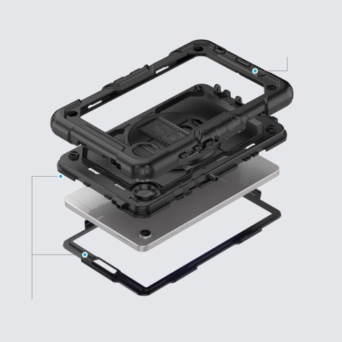Etui z podstawką uchwytem smyczą na Samsung Galaxy Tab A9+ 11.0 X210 / X215 / X216 Solid360 - czarne