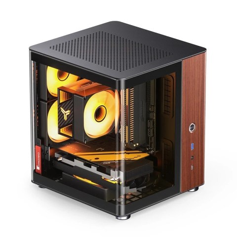 Obudowa PC Jonsbo TK-0, Mini-Tower, Mini-ITX, Tempered Glass, Holz - schwarz