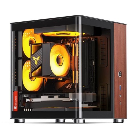 Obudowa PC Jonsbo TK-0, Mini-Tower, Mini-ITX, Tempered Glass, Holz - schwarz