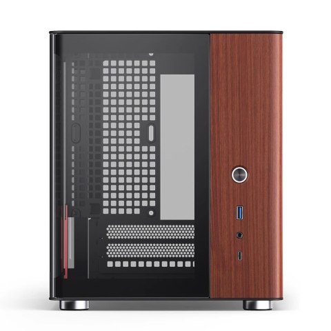 Obudowa PC Jonsbo TK-0, Mini-Tower, Mini-ITX, Tempered Glass, Holz - schwarz