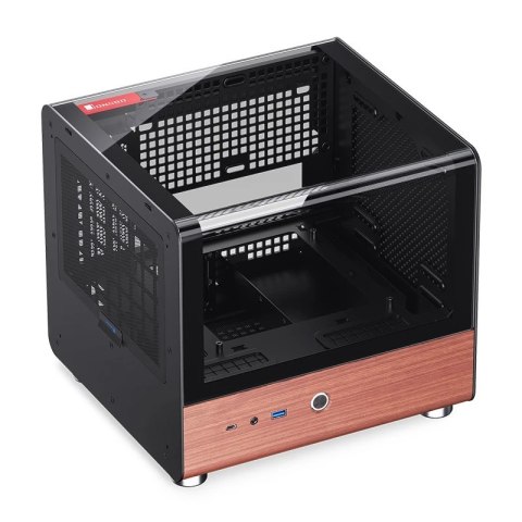 Obudowa PC Jonsbo TK-0, Mini-Tower, Mini-ITX, Tempered Glass, Holz - schwarz