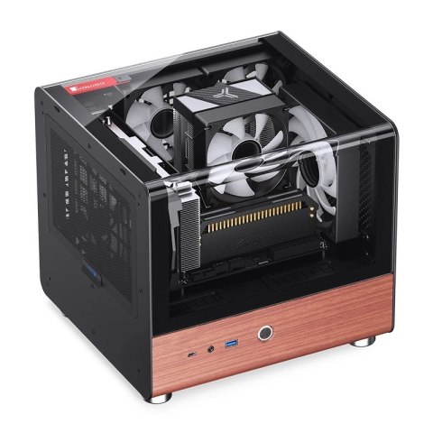 Obudowa PC Jonsbo TK-0, Mini-Tower, Mini-ITX, Tempered Glass, Holz - schwarz
