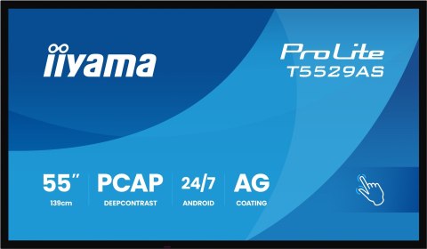 Monitor dotykowy IIYAMA 139cm (55") T5529AS-B1AG 16:9 M-Touch 2xHDMI+UBS-C (Speditionsversand)