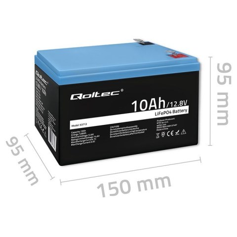 Akumulator Qoltec 53713 LiFePO4 10Ah 12.8V 12.8V Litowo-Żelazowo-Fosforanowy BMS